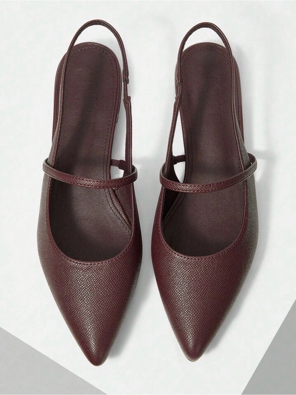 Pointed Slingback Flats in Burgundy